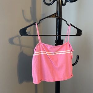 Pink and white crop top short comfy cotton sz med